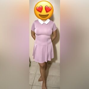 Blush Pink Mini Dress with White Collar